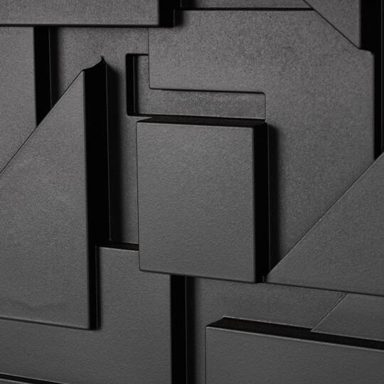 24" x 24" Black Wood Geometric Dimensional Layered Shape with Brown Frame Wall Décor